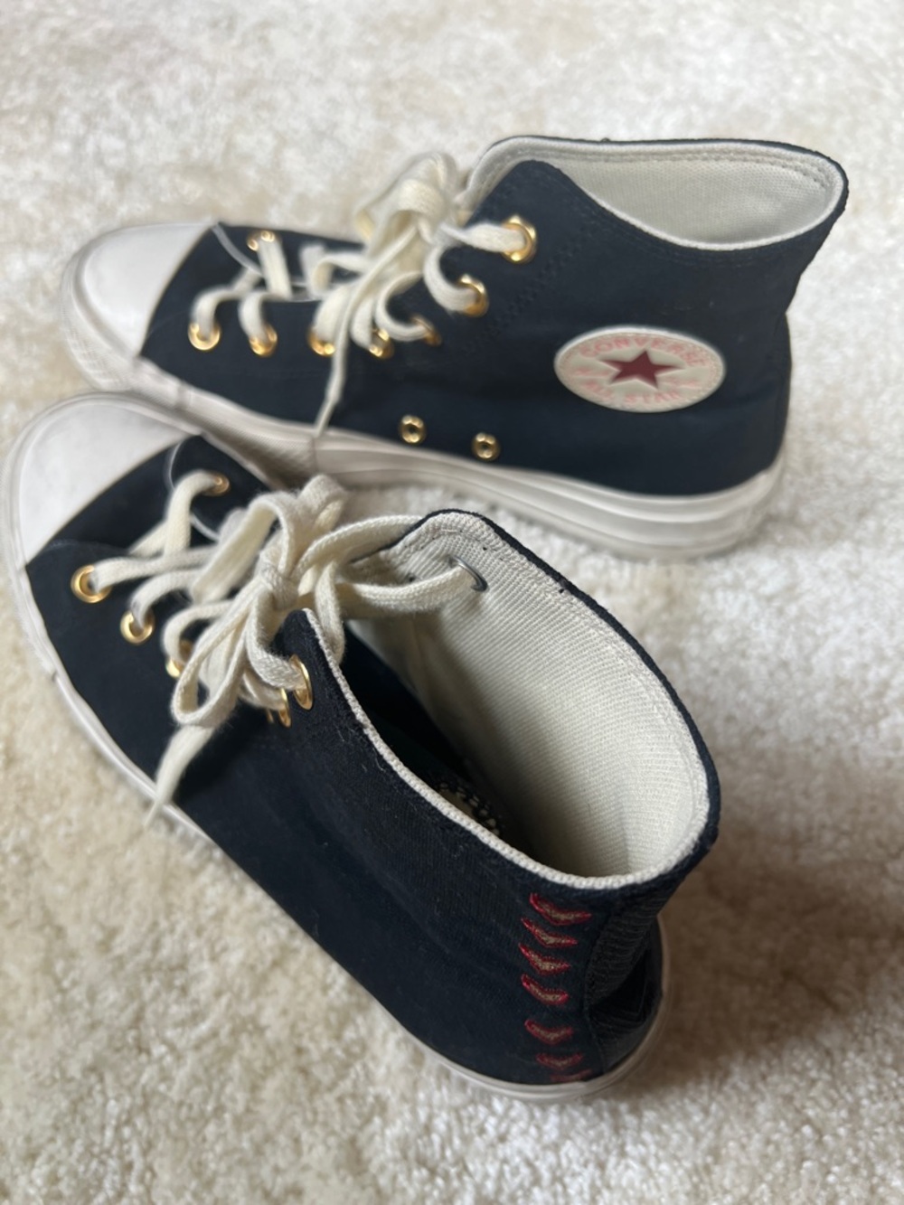 Converse Kids Black High-Top Sneakers with Red Star Patch
